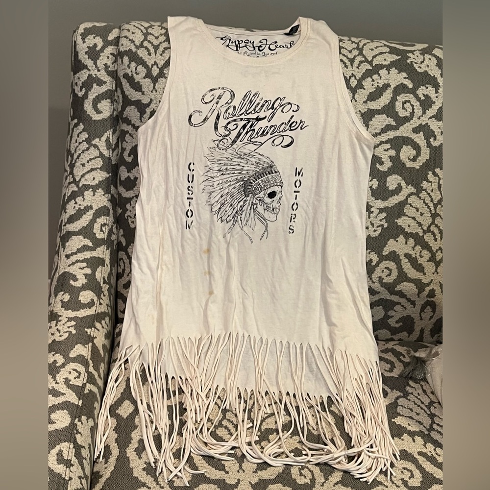 Gypsy Heart Fringe Tank Top